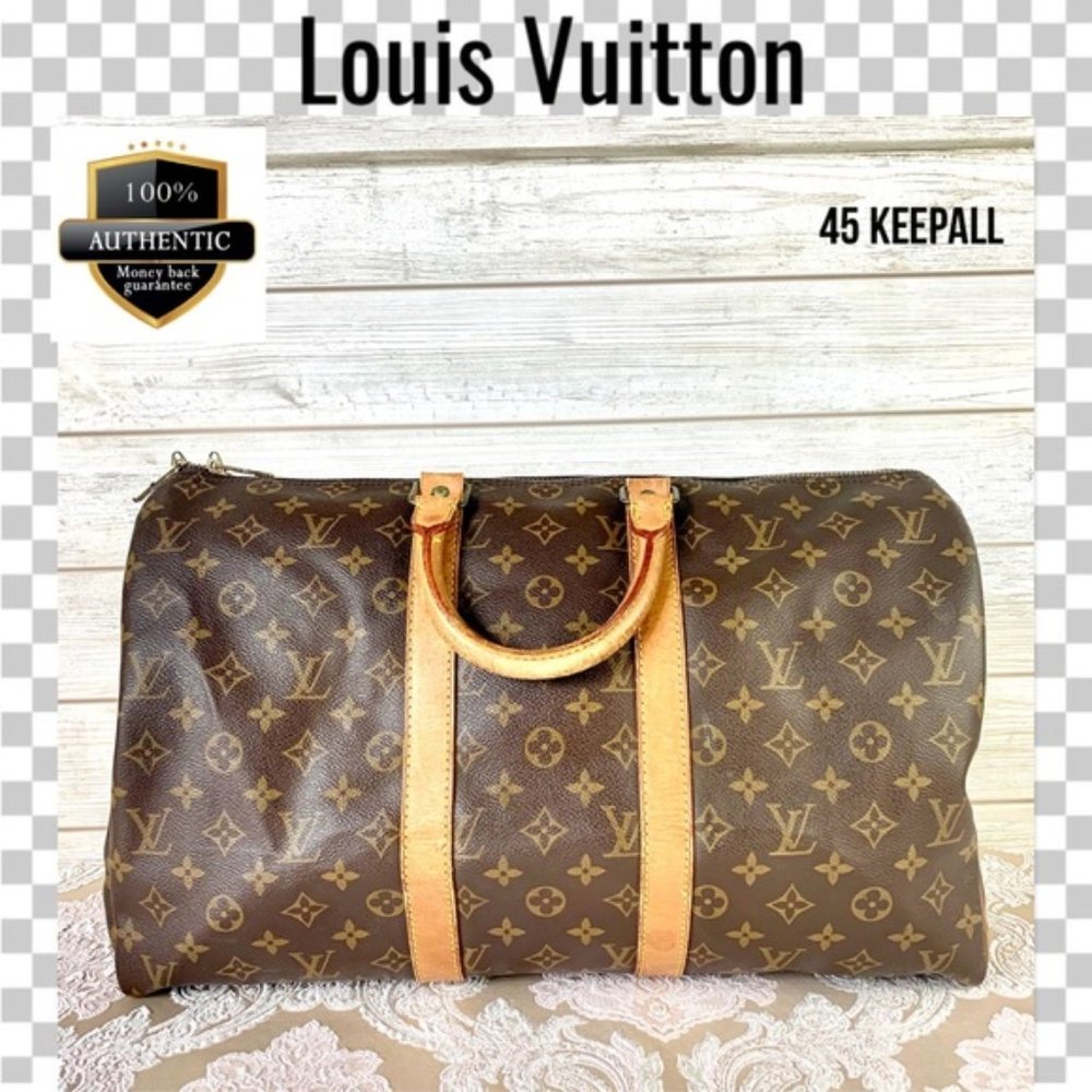 💯Louis Vuitton travel bag 45 keepall monogram